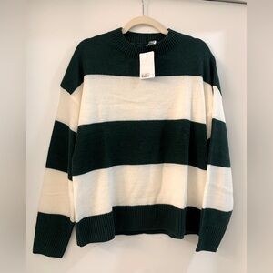 H&M Green and Cream Stripped Sweater